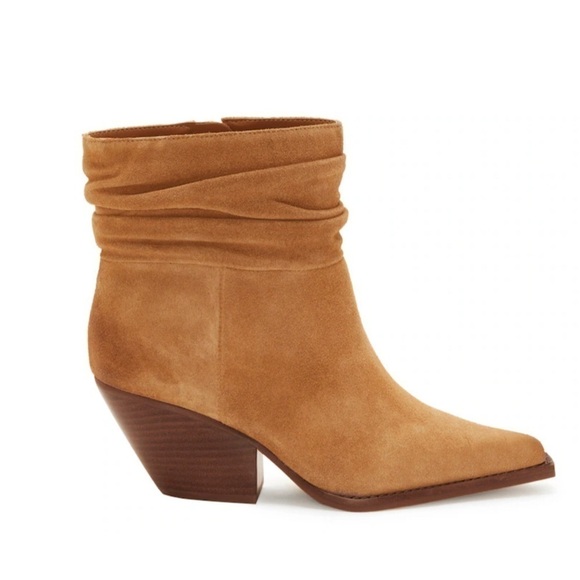 VINCE CAMUTO COGNAC NERLINJI COWBOY BOOTIE SUEDE LEATHER - Picture 7 of 7